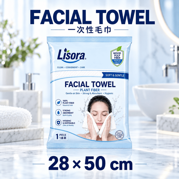 Lisora一次性洗脸巾28×50cm产品包装