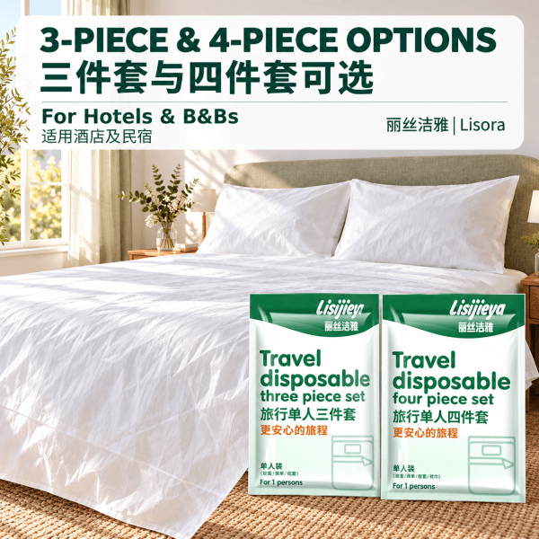 酒店一次性床品套件，三件套与四件套可选