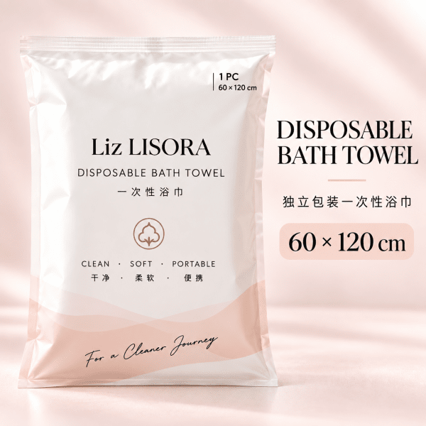 Lisora独立包装一次性浴巾，规格60×120cm产品展示